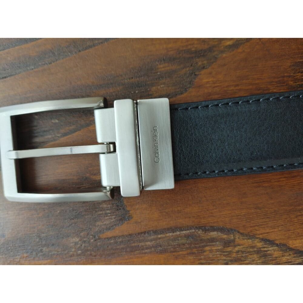 Calvin Klein Jeans Black Belt Silver Logo Buckle 47"
